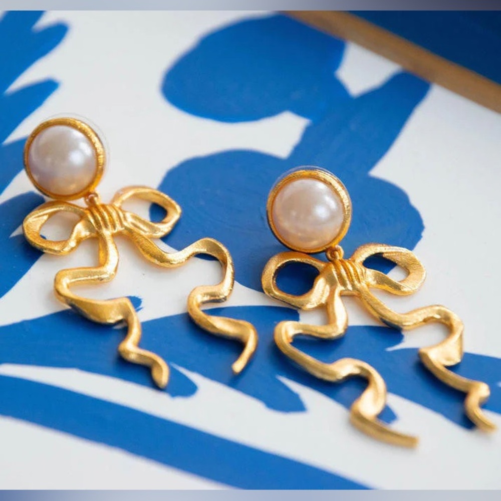 Lisi Lerch Annabelle Gold Metal Bow Earrings - Picture 3 of 8